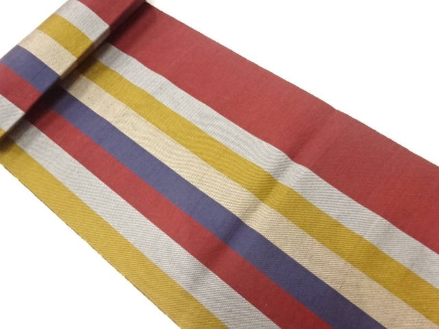 JAPANESE KIMONO / ANTIQUE BOLT FOR HASSUN OBI / WOVEN STRIPE